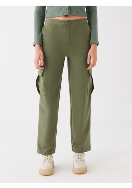 Yeni Sezon Standart Fit Gabardin Kadın Kargo Pantolon modelleri