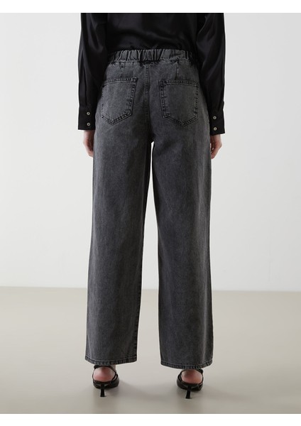 Yeni Sezon Beli Lastikli Wideleg Kadın Jean Pantolon fırsatları
