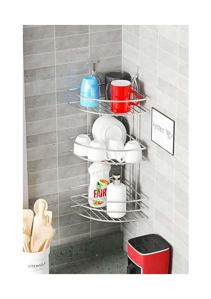 3 Katlı Metal Krom Kaplama Bulaşıklık, Bulaşık Kurutmalık, Bulaşık, Deterjanlık, Yapışkanlı Askı Bulaşık Süzgeci Rafı, Bulaşıklık, Çatal Bıçak Tutacağı, Mutfak Için Lavabo Süzgeci, 50 cm fiyatları