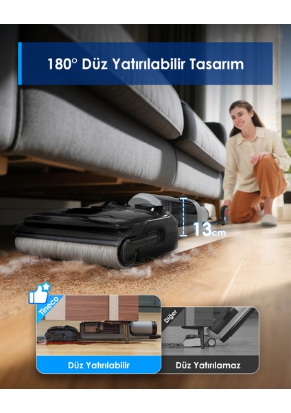 Floor One I5 Stretch Plus Kablosuz Islak Kuru Süpürge, Zemin Temizleyici Paspas, 20KPA Güçlü Emiş, Hyperstretch 180° Yatırılabilir Tasarım, Anti-Tangle Saç Dolaşma Önleyici indirimleri