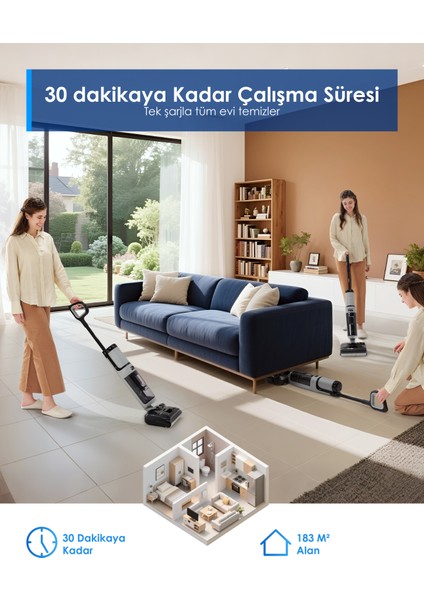 Floor One I5 Stretch Plus Kablosuz Islak Kuru Süpürge, Zemin Temizleyici Paspas, 20KPA Güçlü Emiş, Hyperstretch 180° Yatırılabilir Tasarım, Anti-Tangle Saç Dolaşma Önleyici