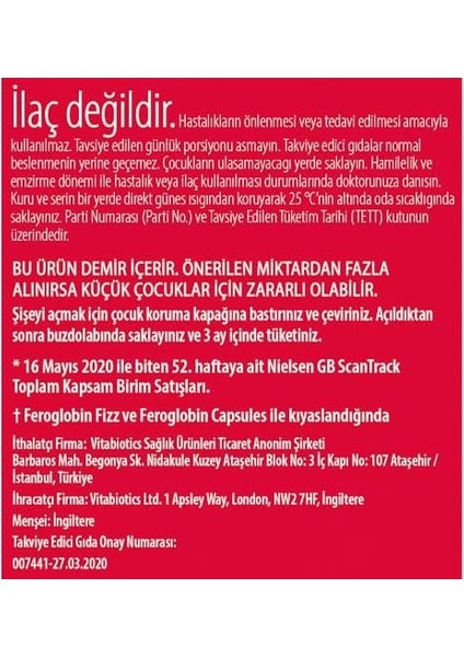 Vitabiotics Feroglobin Liquid 200ML fiyatları