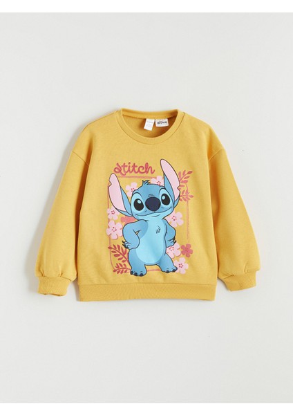 Yeni Sezon Bisiklet Yaka Stitch Baskılı Kız Çocuk Sweatshirt