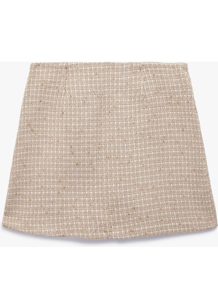 Kareli Düğme Detaylı A Kesim Mini Etek fiyatları