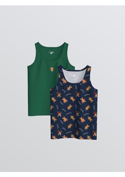 Yeni Sezon Bisiklet Yaka Yılbaşı Temalı Erkek Çocuk Atlet 2'li