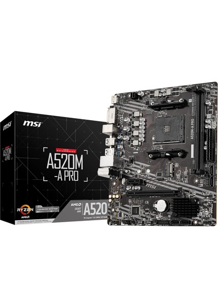 Msı A520M-A Pro Am4 Ddr4 Bellek 4600(OC) DVI HDMI M.2 Usb3.2 Matx Anakart
