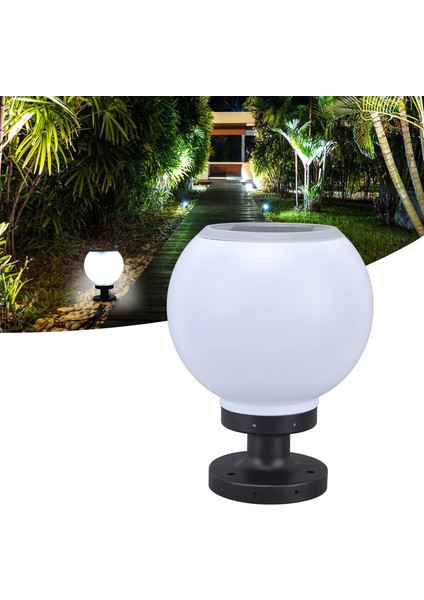 Set Üstü Küre Solar Led, Bahçe Lambası 30W, Güneş ENERJILI+220V Elektrikli Hibrit, E27 Duy, Fotoselli, Uzaktan Kumandalı, 3 Modlu Işık, IP65 Su Geçirmez | Uzun Ömürlü Bahçe Aydınlatma