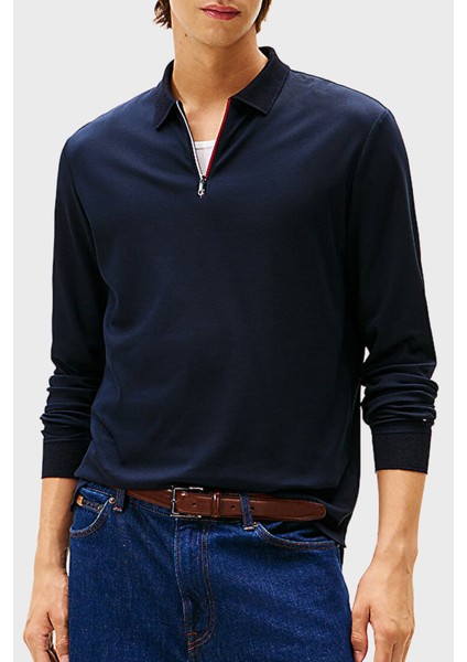 Pamuklu Regular Fit Logolu Polo Yaka Sweat Erkek Polo Yaka Sweat MW0MW40302 Dw5