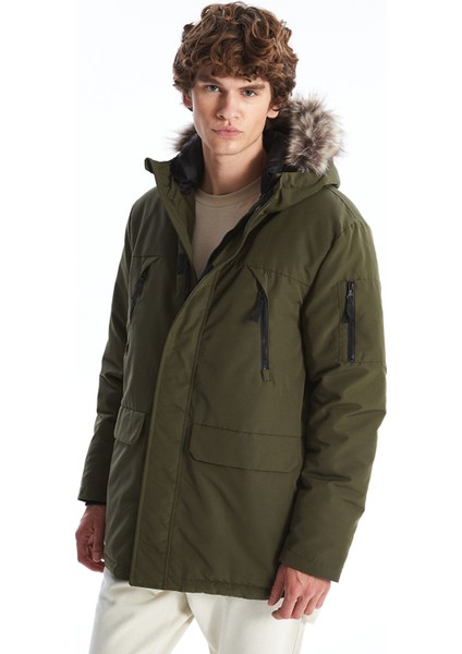 Yeni Sezon Standart Kalıp Kapüşonlu Erkek Parka