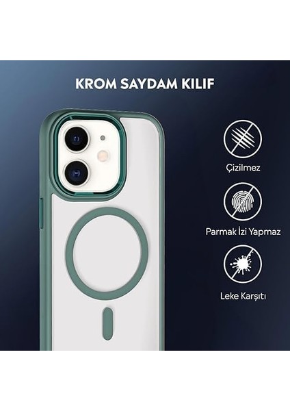 Kılıf Şarj Özellikli Krom M-Safe Uyumlu Silikon Sararmaz Kapak (Yeşil, 11) modelleri