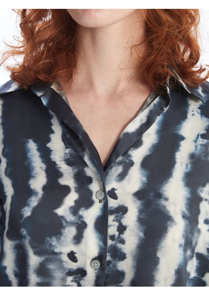 Yeni Sezon Desenli Oversize Saten Kadın Gömlek modelleri