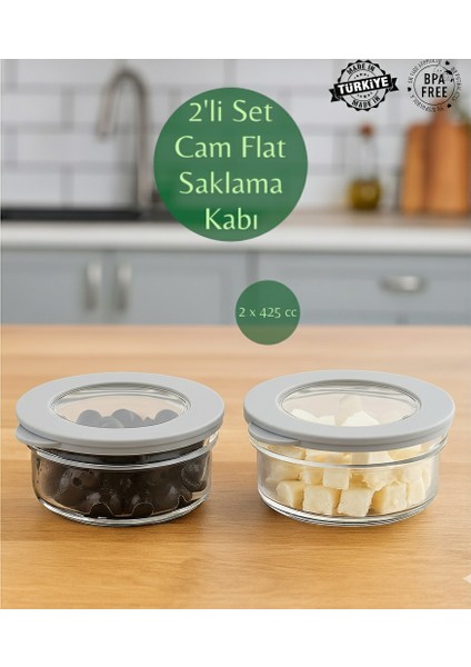 Cam Saklama Kabı Hava Geçirmez Silikon Kapaklı Cam Kahvaltılık Seti Sızdırmaz Saklama Kabı 2X-415CC Bpa Free
