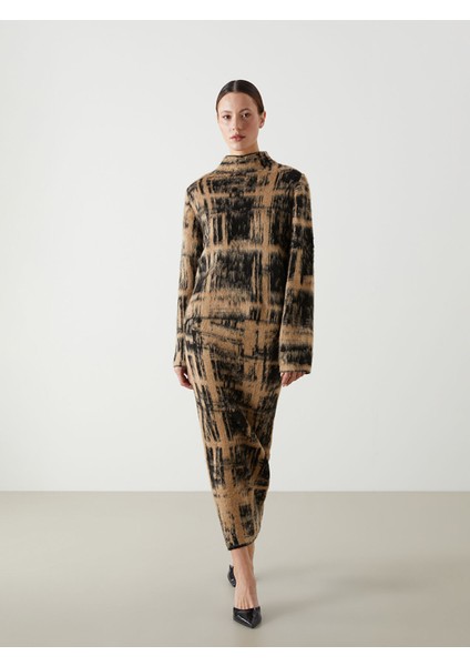 Yeni Sezon Beli Lastikli Desenli Kadın Triko Etek