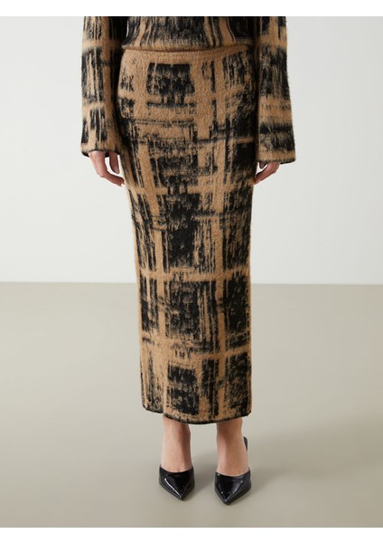 Yeni Sezon Beli Lastikli Desenli Kadın Triko Etek fiyatları