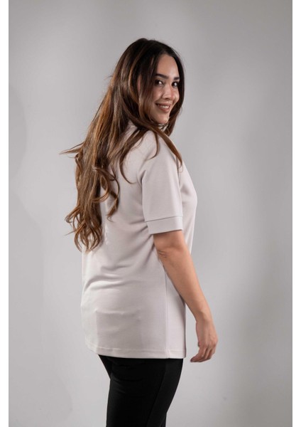 Kadın 1112038 Büyük Beden Gömlek Yaka Bej Bluz fırsatları