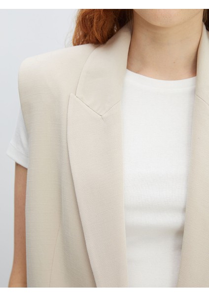 Yeni Sezon Kruvaze Yaka Düz Keten Karışımlı Kadın Klasik Yelek modelleri