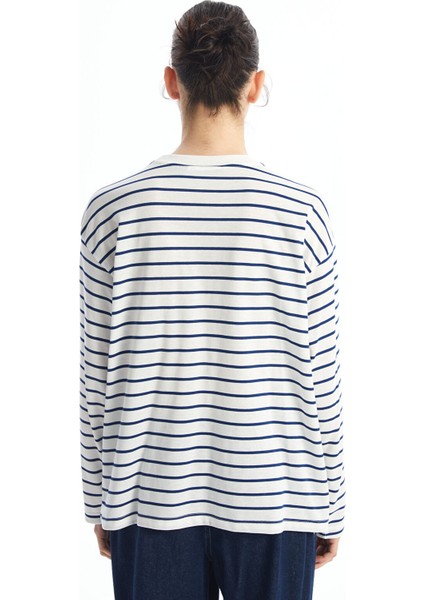 Yeni Sezon Bisiklet Yaka Mickey Mouse Nakışlı Uzun Kollu Kadın Tişört fırsatları