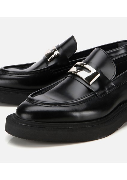 02AYH313880A100 ERKEK Açma Deri Metal Tokalı Hafif Tabanlı Klasik Loafer modelleri