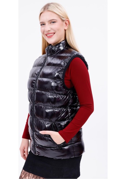 Kadın Parlak Kumaş Şişme Yelek modelleri