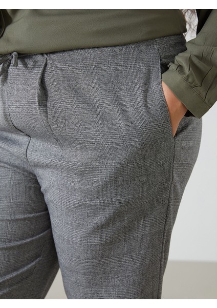 Yeni Sezon Beli Lastikli Ekose Kadın Pantolon indirimleri