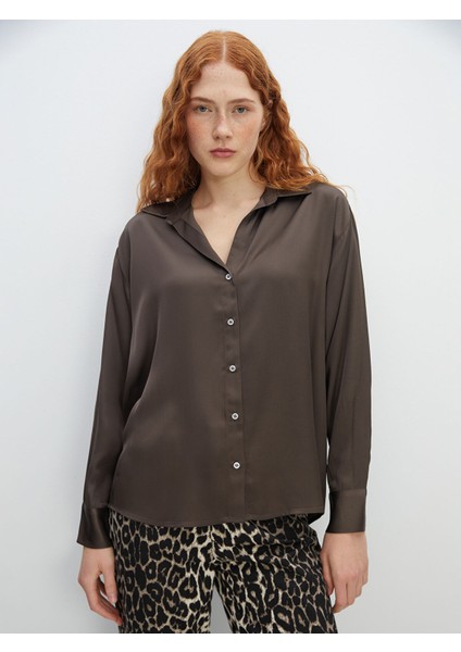 Yeni Sezon Oversize Saten Kadın Gömlek