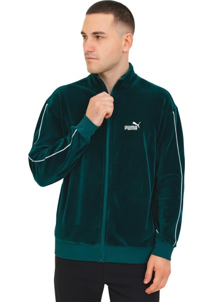 Essentials Elevated Velour Track Erkek Koyu Yeşil Ceket 68911675