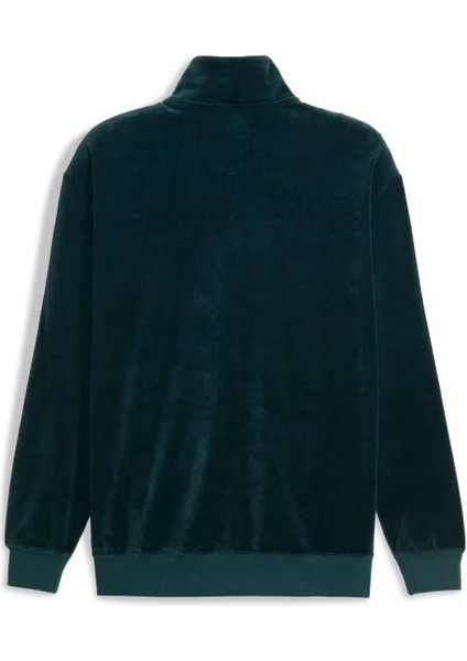 Essentials Elevated Velour Track Erkek Koyu Yeşil Ceket 68911675