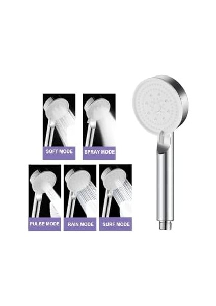 5 Fonksiyonlu Yüksek Basınçlı Duş Başlığı Yapışkanlı Mafsal Hortum Duş Seti, Siyah, 150 cm (Krom) fiyatları