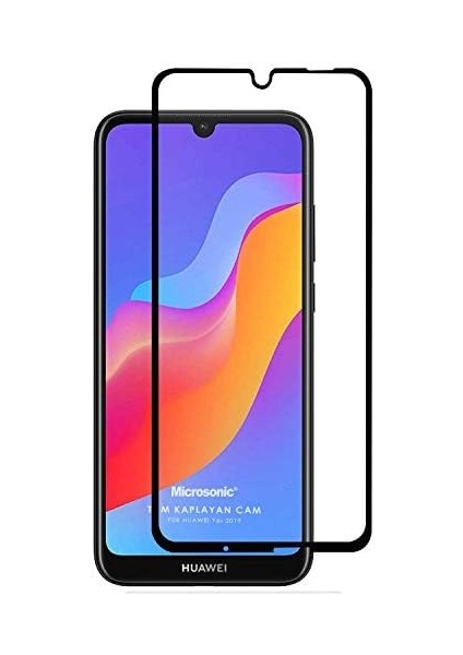 Y6S 2019 Tam Kaplayan Temperli Cam Ekran Koruyucu Siyah fiyatları