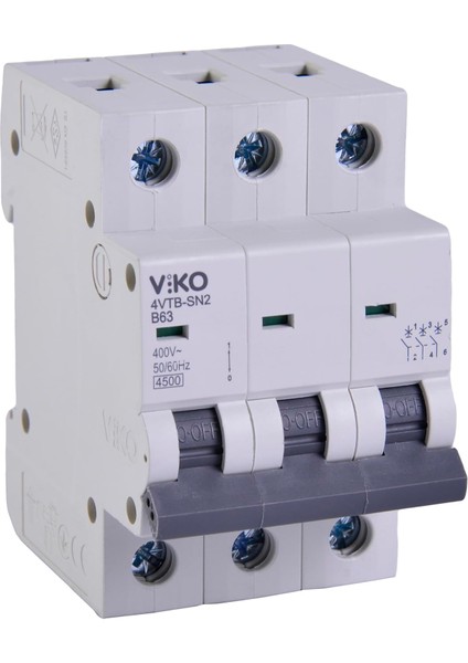 4VTB-3B63 Otomatik Sigorta 4,5ka B Tipi 3 Kutup 63A