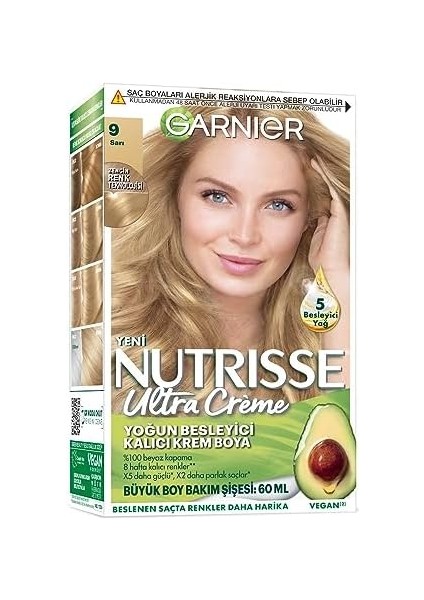 Garnier Nutrisse Yoğun Besleyici Kalıcı Krem Saç Boyası 9 Sarı modelleri