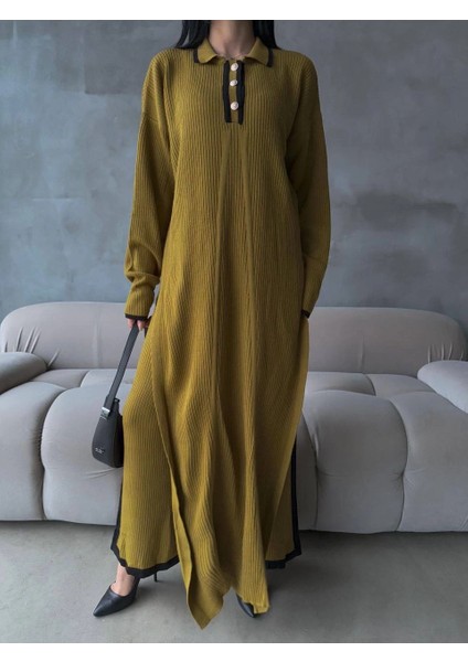 Pantolon Yırtmaçlı Elbise Ikili Triko Takım Yeşil Elf fiyatları