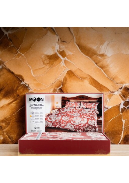 Premıum Koyu Kırmızı Renk Çiçek Desenli 102'DEN %100 Pamuk Çift Kişilik Nevresim Takımı Kutulu fiyatları