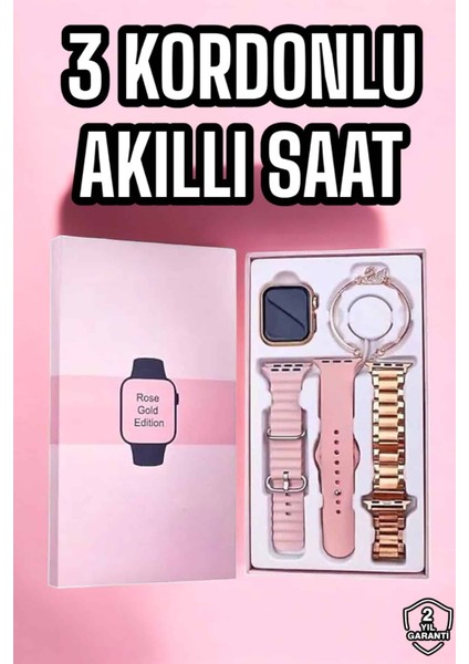 Akıllı Saat Amoled Ekran 3 Kordonlu Aksesuar Hediyeli Sesli Görüşme - ?77?12E8-2G4777