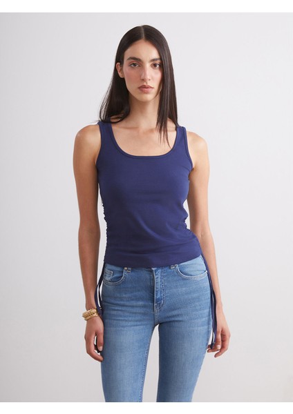 Yeni Sezon Kare Yaka Büzgülü Kadın Atlet 2'li modelleri