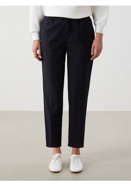 Yeni Sezon Beli Lastikli Çizgili Kadın Pantolon modelleri