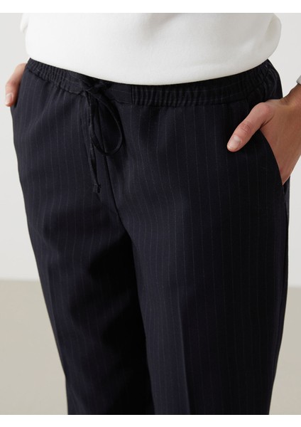 Yeni Sezon Beli Lastikli Çizgili Kadın Pantolon indirimleri