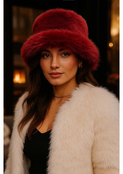 Kadın Peluş Bucket Kalpak Şapka 1143 Rkş-14 Bordo fiyatları