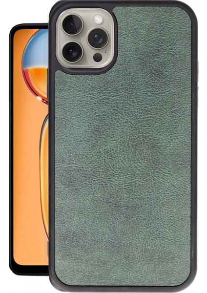 Ieg iPhone 15 Pro Kılıf Aras Deri Kapak - Koyu Yeşil