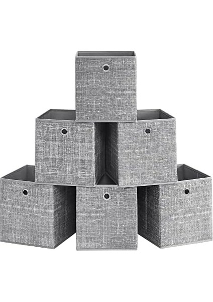 Saklama Kutusu, 6&apos;lı Set, Saplı Dokusuz Kumaş Düzenleme Kutuları, Kutu Saklama, 26 x 26 x 28 Cm, Küp Raf, Katlanır Kutu, Kıyafet Saklama Için, Gri Alacalı RFB026G01 fiyatları