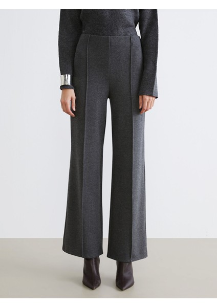 Yeni Sezon Beli Lastikli Geniş Paça Kadın Triko Pantolon fiyatları