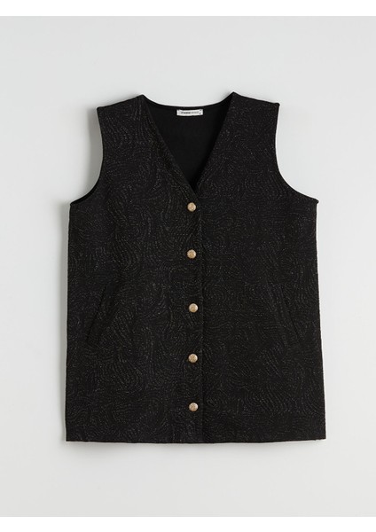 Yeni Sezon V Yaka Parlak Görünümlü Kadın Yelek indirimleri