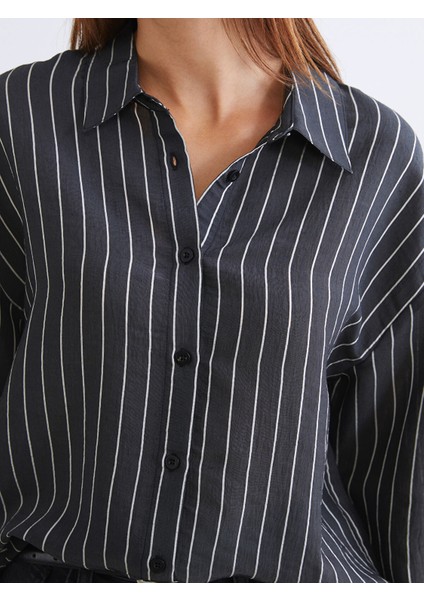 Yeni Sezon Çizgili Poplin Kadın Gömlek modelleri