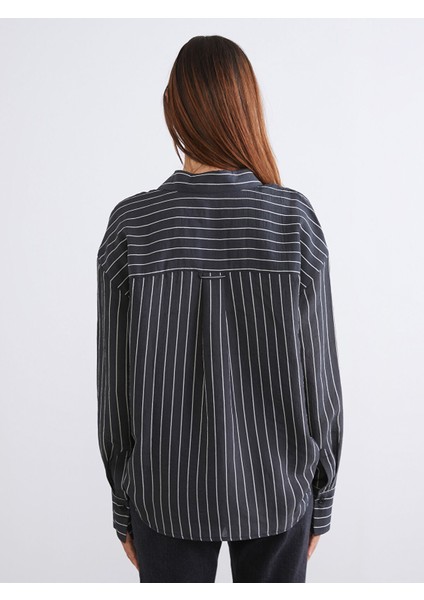 Yeni Sezon Çizgili Poplin Kadın Gömlek fırsatları