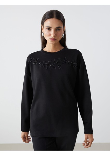 Yeni Sezon Bisiklet Yaka Baskılı Kadın Tişört