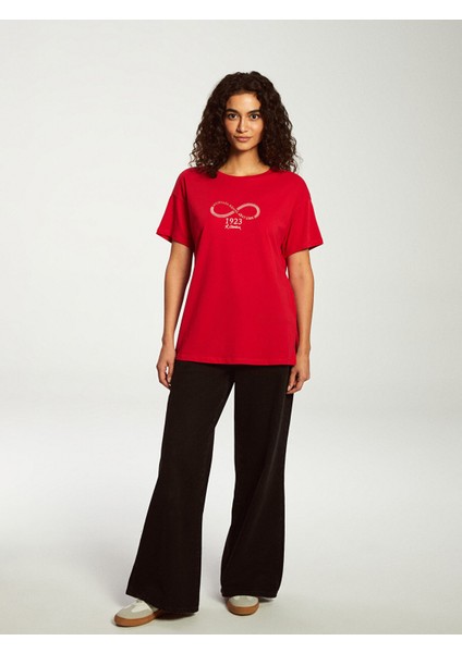 Yeni Sezon Bisiklet Yaka Atatürk Baskılı Kadın Tişört modelleri