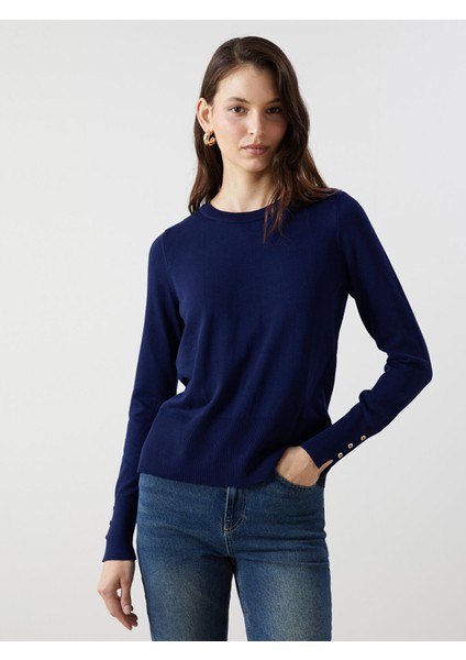 Yeni Sezon Bisiklet Yaka Düz Uzun Kollu Kadın Triko Kazak