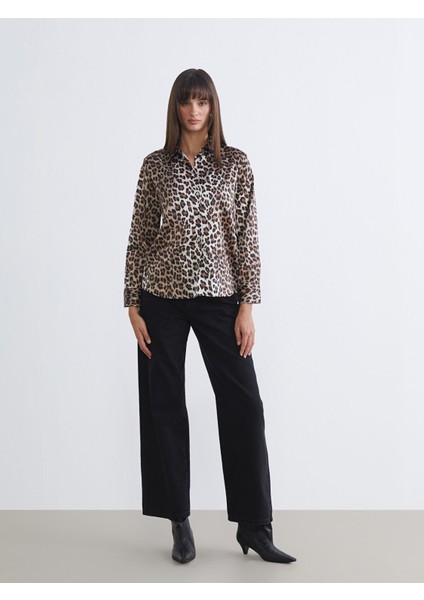 Yeni Sezon Leopar Desenli Saten Kadın Gömlek fiyatları