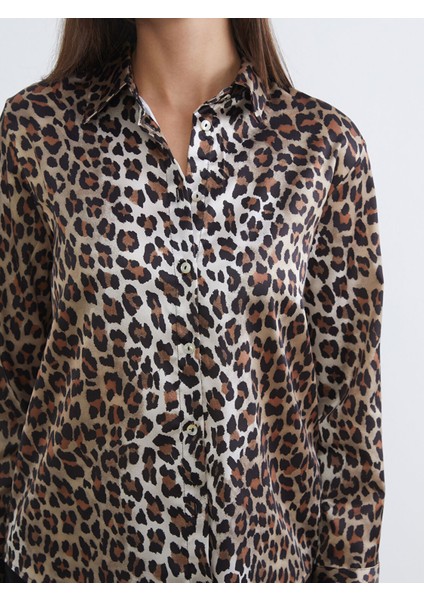 Yeni Sezon Leopar Desenli Saten Kadın Gömlek modelleri