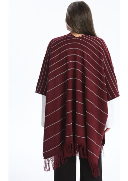 Yeni Sezon Şal Yaka Çizgili Kadın Triko Panço fırsatları